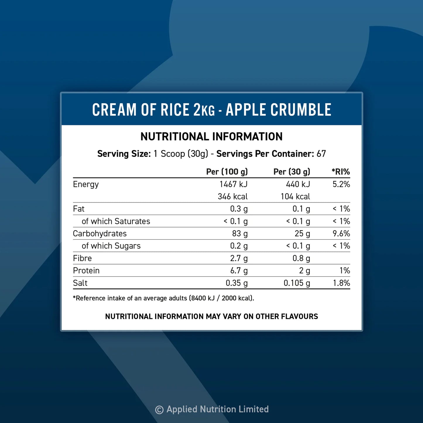 Crême de riz Applied Nutrition 1 Kg